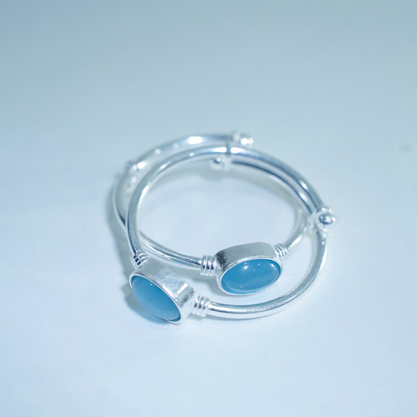 sky blue stone silver kada pair for kids – elegant & stunning