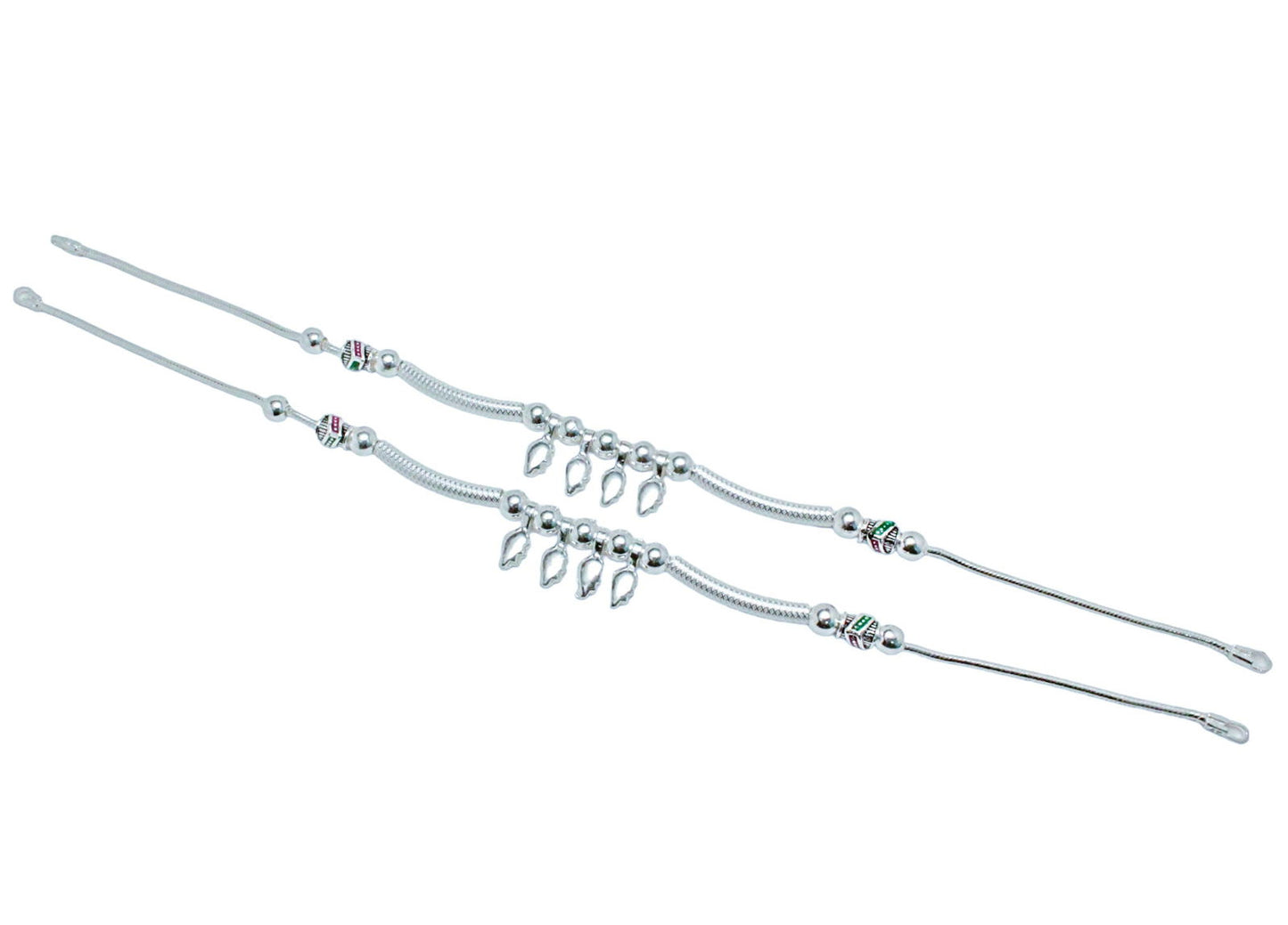 elegant silver payal with delicate hanging charms | shyni - shyni jewellery