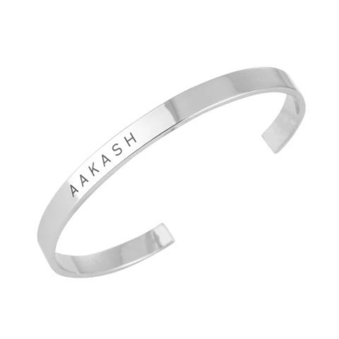 Silver kada for mens with name sale