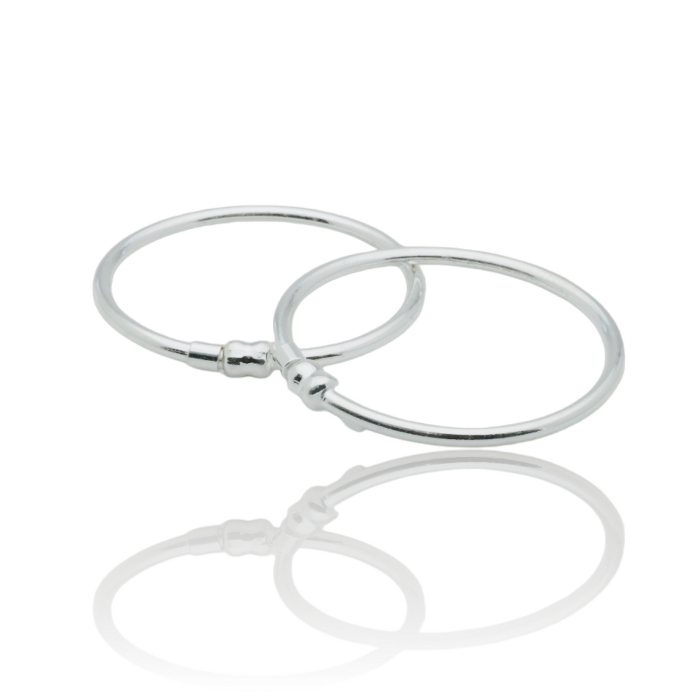 pure silver kada for kids with two classic silver beads