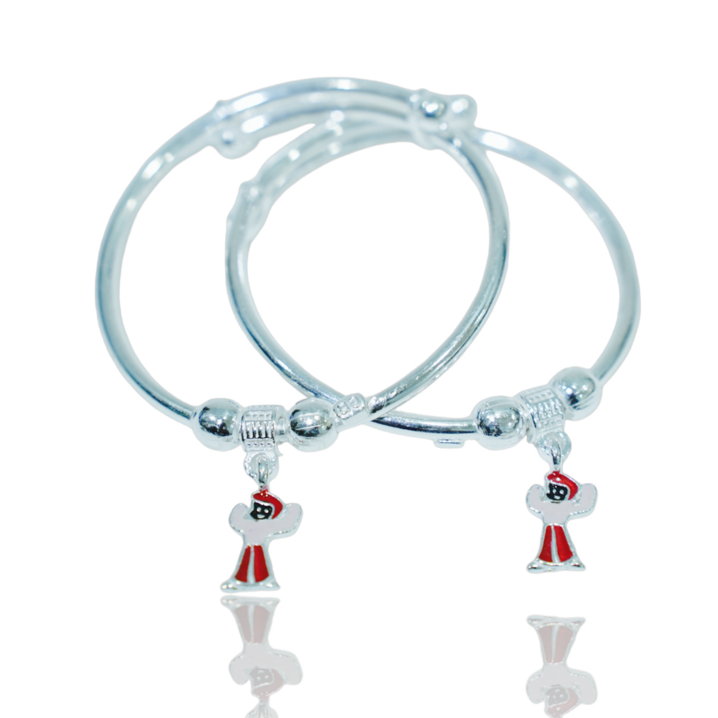 silver kada pair for kids with chhota bheem charm