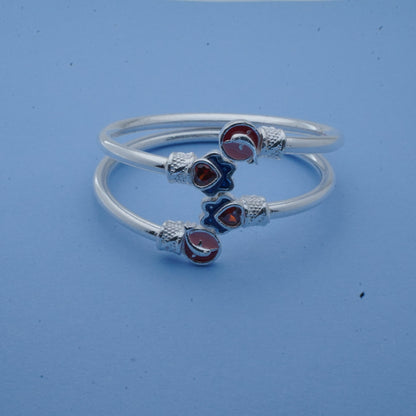 Colorful Silver Kada Pair for Kids with Crystal Embellishments