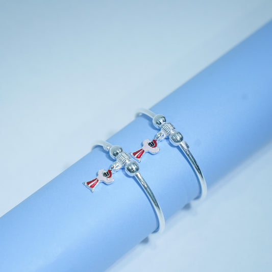 Silver Kada Pair for Kids with Chhota Bheem Charm