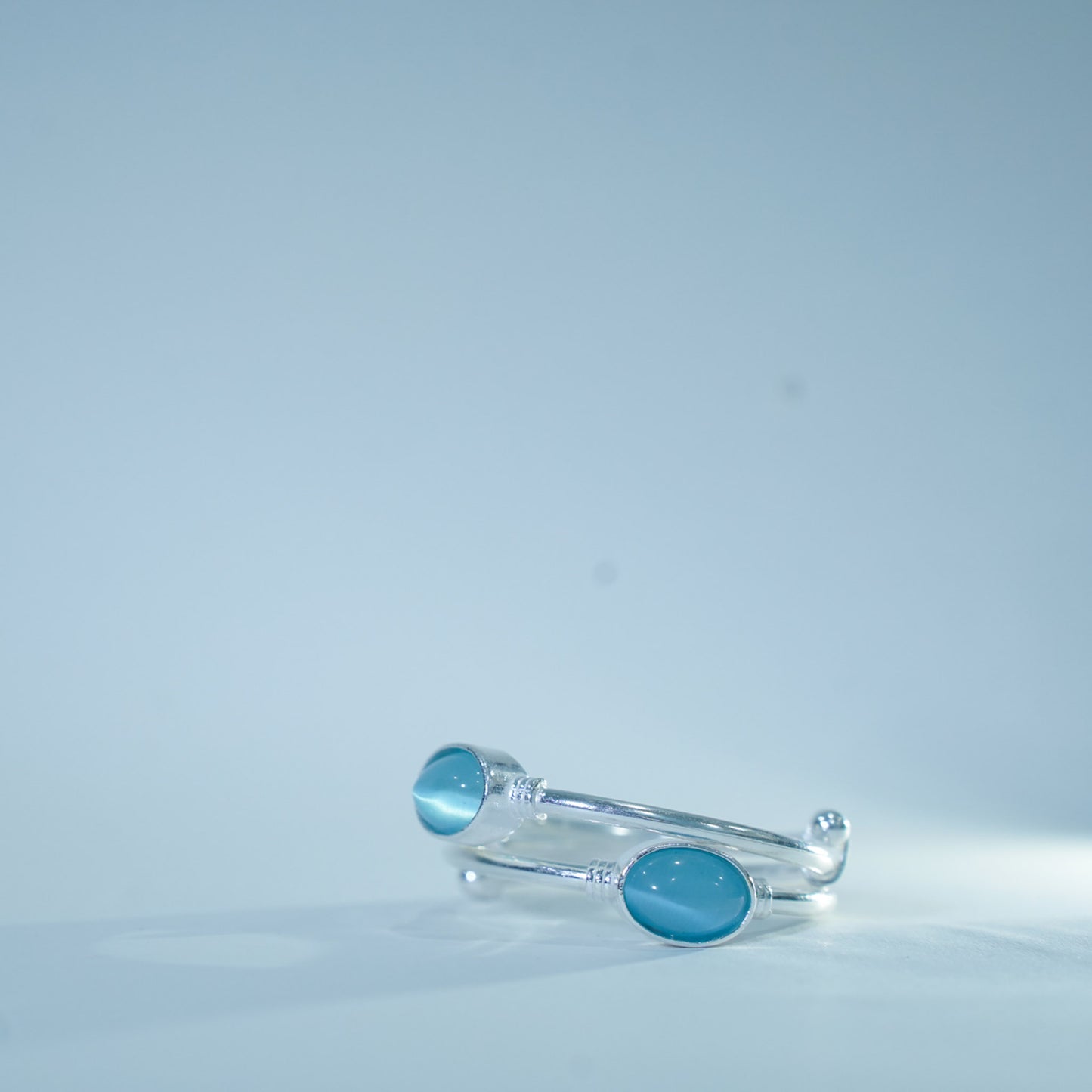 sky blue stone silver kada pair for kids – elegant & stunning