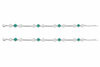 Green Malachite MOP & CZ Diamond Square Link Chain Anklet in 925 Silver