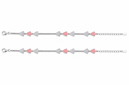 Pink MOP & CZ Triangle Link Chain Anklet in 925 Silver - Shyni Jewelry