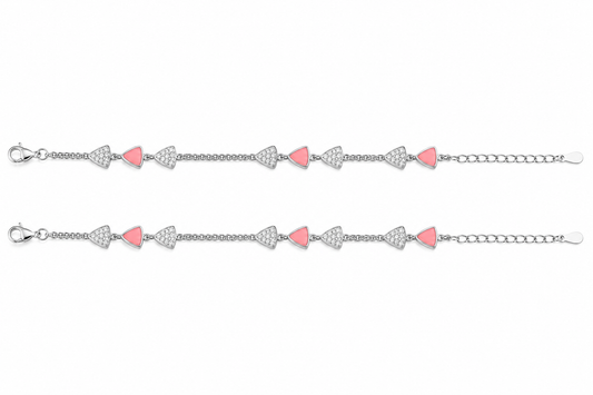 Pink MOP & CZ Triangle Link Chain Anklet in 925 Silver - Shyni Jewelry
