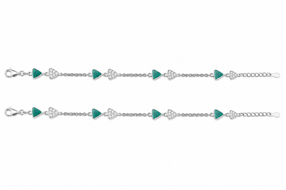 Green MOP & CZ Triangle Link Chain Anklet in 925 Silver - Shyni Jewelry