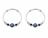 Baby Blue Evil Eye Black & Diamond-Cut Silver Bead Kada Set