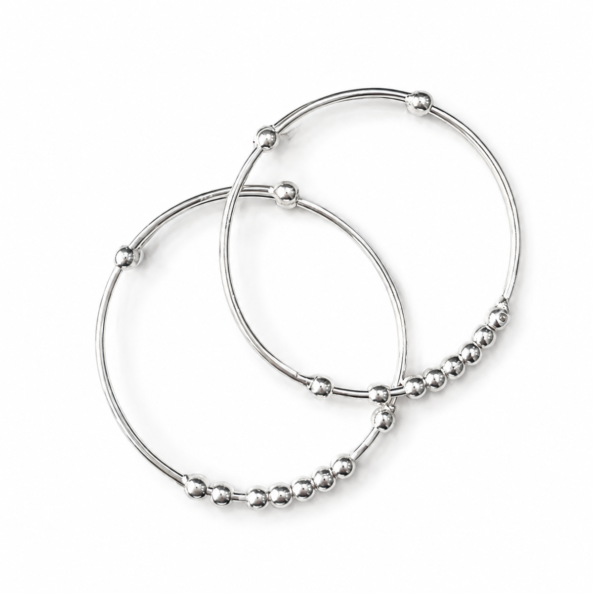 baby classic silver ball bead kada set - shyni jewelry