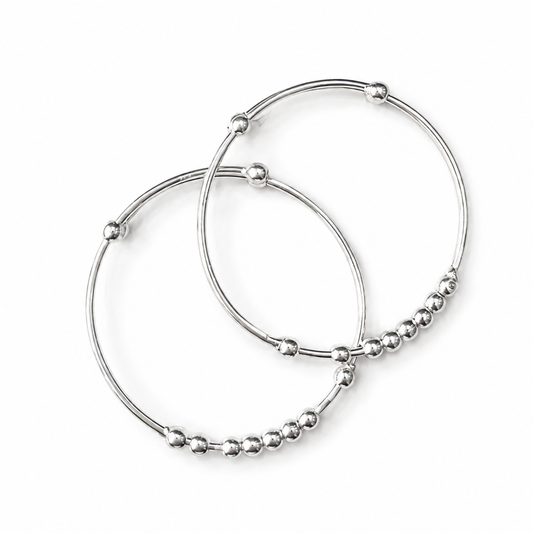 Baby Classic Silver Ball Bead Kada Set - Shyni Jewelry