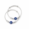 Baby Blue Evil Eye Oval & Round Bead Silver Kada Set