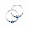 Baby Blue Evil Eye & Black Hematite Bead Silver Kada Set