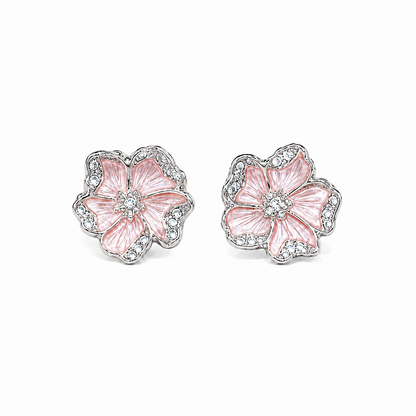 Mint Green Enamel Floral CZ Stud Earrings in 925 Silver - Shyni Jewelry