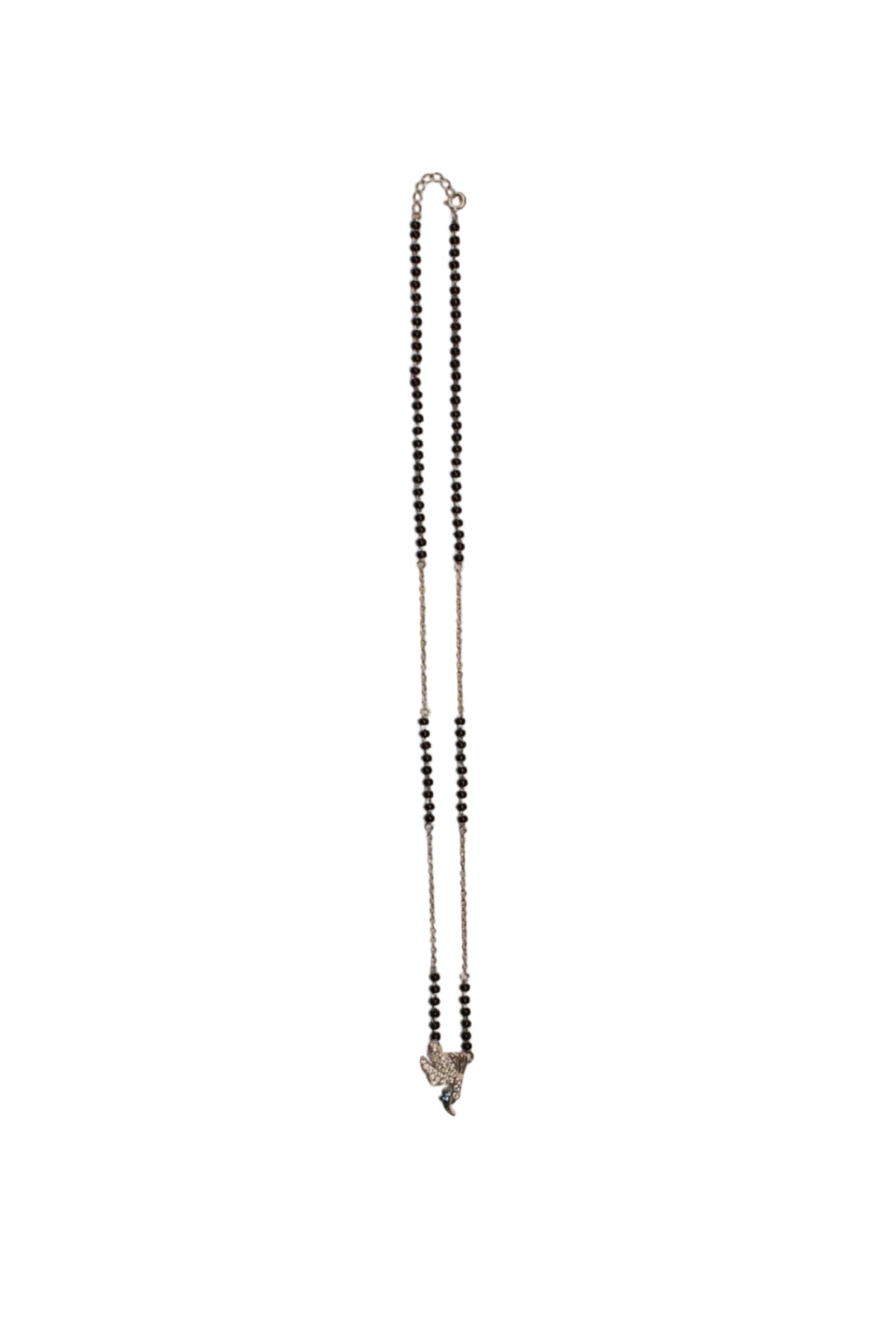 925 Sterling Silver Honey Bee Mangalsutra Pendant with Black Bead Mala - Shyni Jewelry