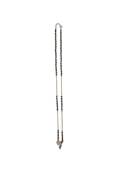 925 Sterling Silver Honey Bee Mangalsutra Pendant with Black Bead Mala - Shyni Jewelry