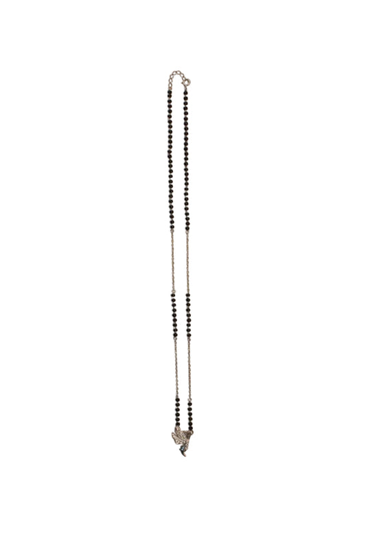 925 Sterling Silver Honey Bee Mangalsutra Pendant with Black Bead Mala - Shyni Jewelry