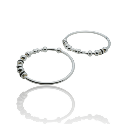 Silver Kada Pair for Kids with Silver Beads and Black Chilles