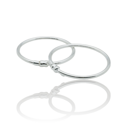Pure Silver Kada for Kids with Two Classic Silver Beads