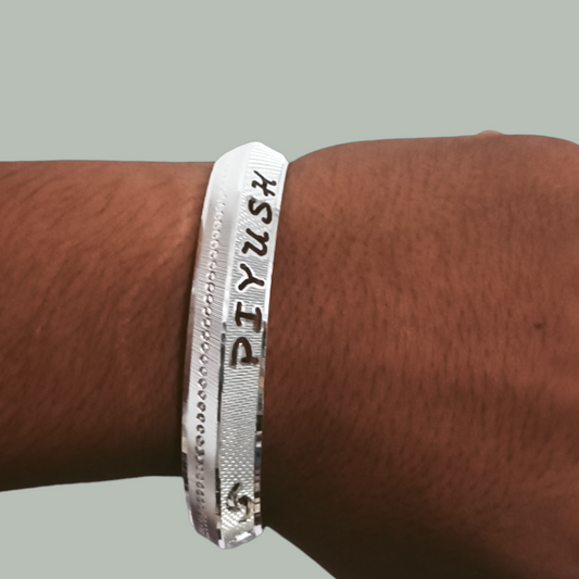 Customizable V-Shape Silver Kada – Personalize with Your Name