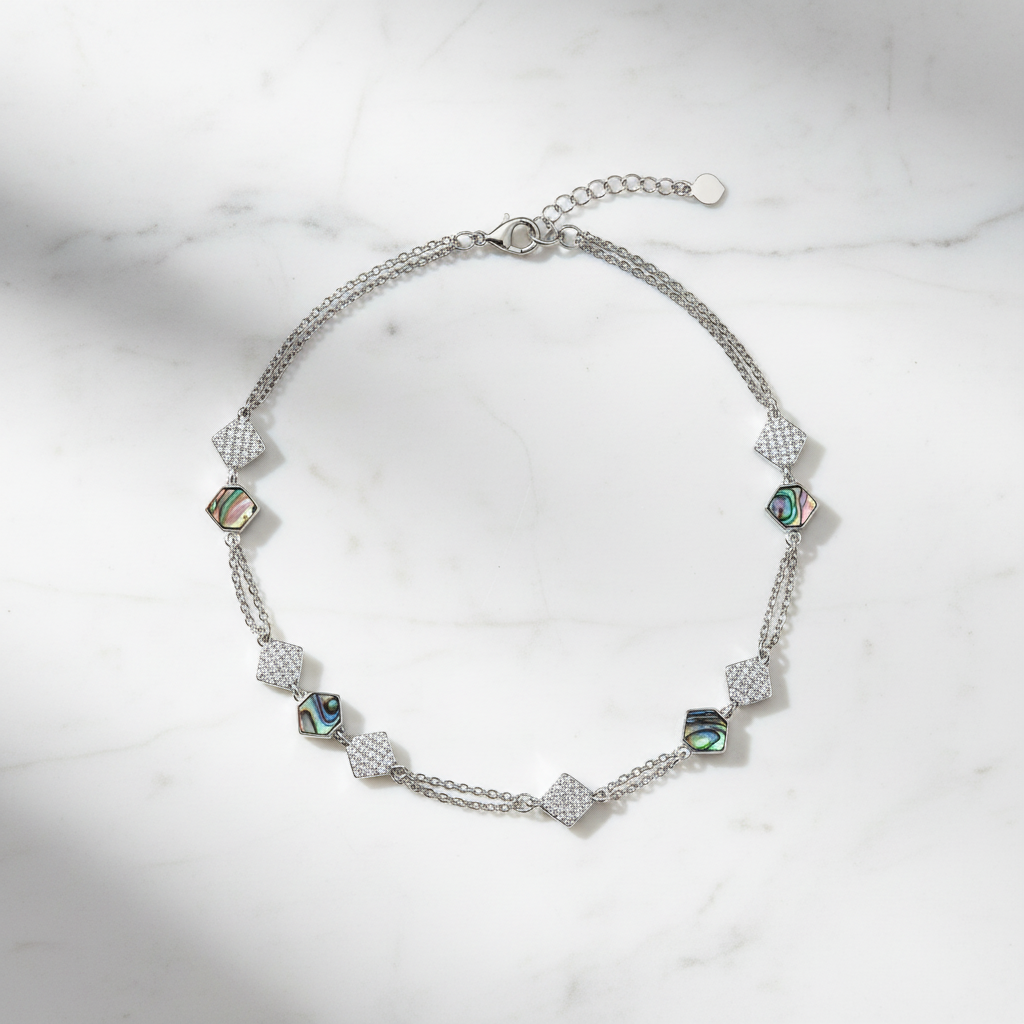 abalone anklet - flat lay