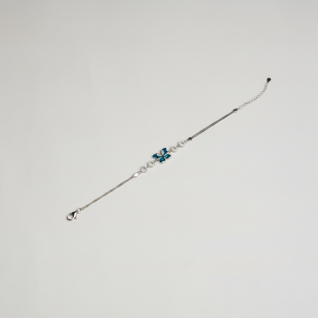 Aqua Butterfly Crystal Bracelet - Photo 1