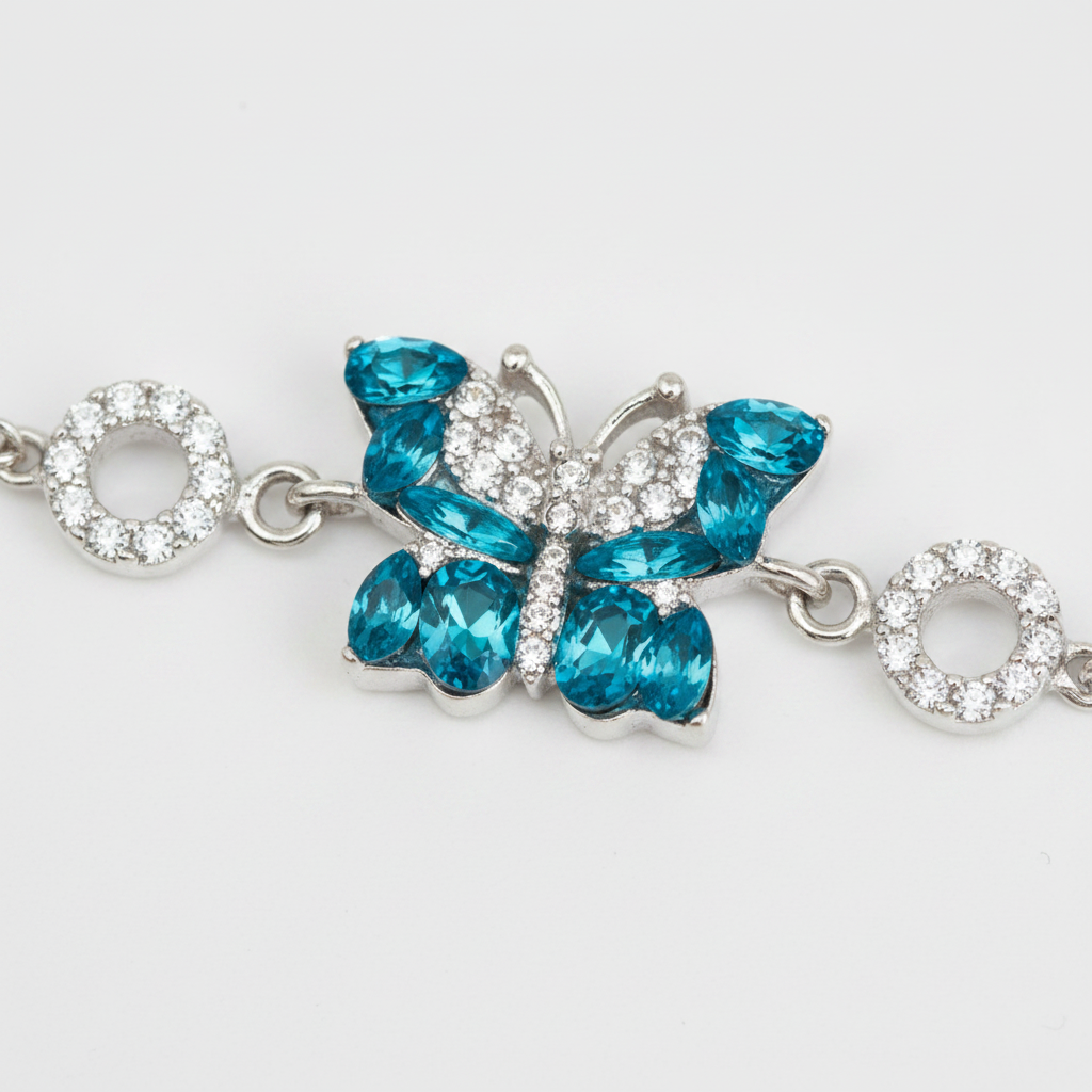 aqua butterfly crystal bracelet - photo 3