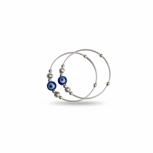 Baby Evil Eye Carved Bead Kada - Photo 1