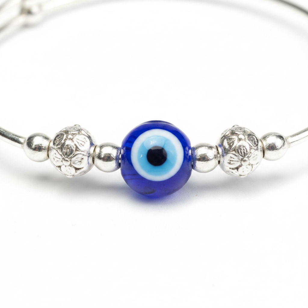 Baby Evil Eye Carved Bead Kada - Photo 3