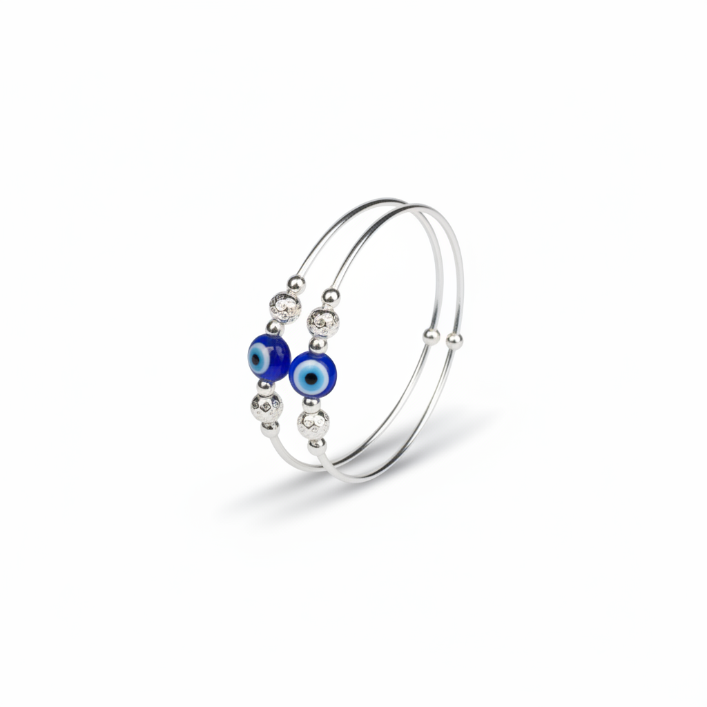 baby evil eye carved bead kada - photo 5