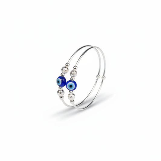 Baby Evil Eye Carved Bead Kada - Photo 5