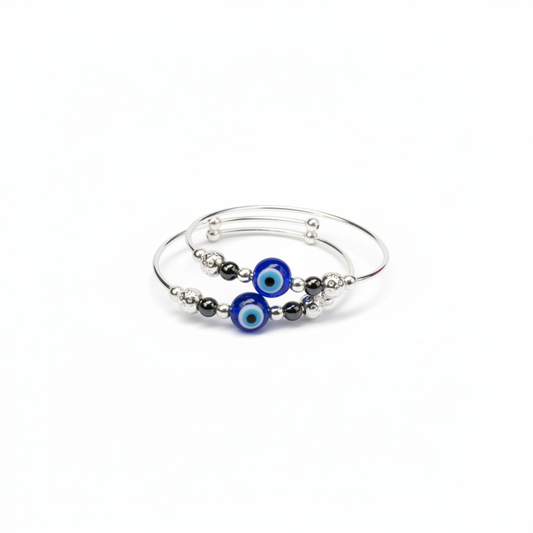Baby Evil Eye Hematite Kada - Photo 1