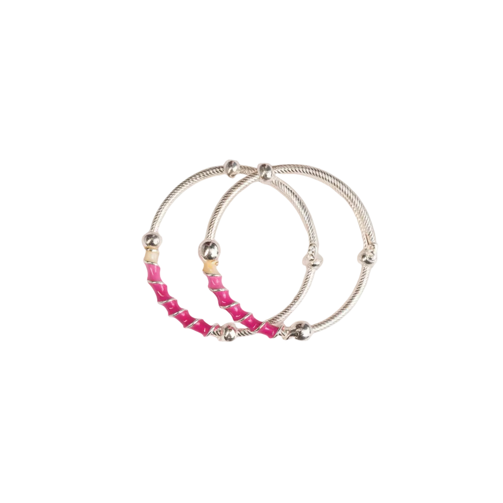 Baby Pink Bead Twisted Kada Set - Photo 1