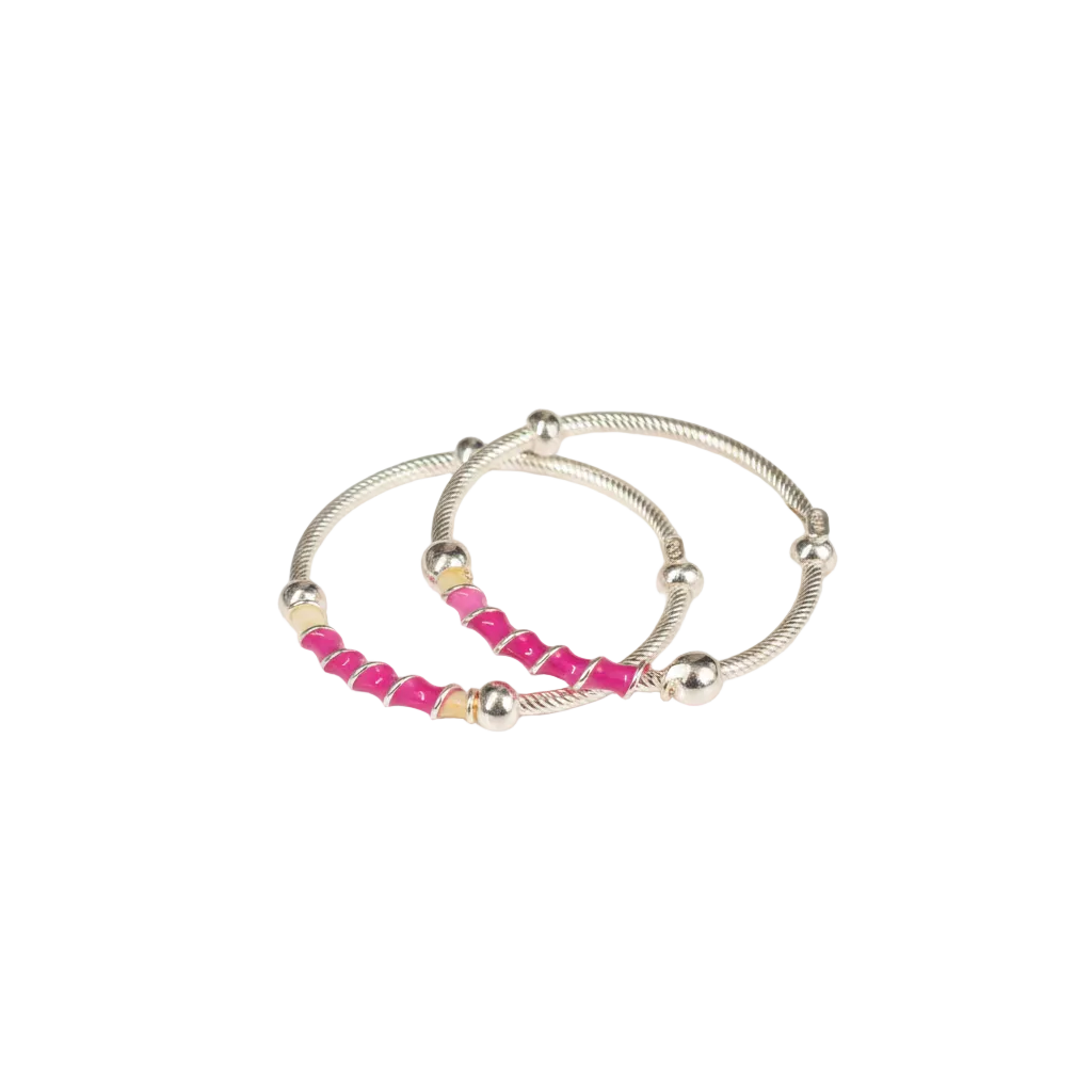 Baby Pink Bead Twisted Kada Set - Photo 2