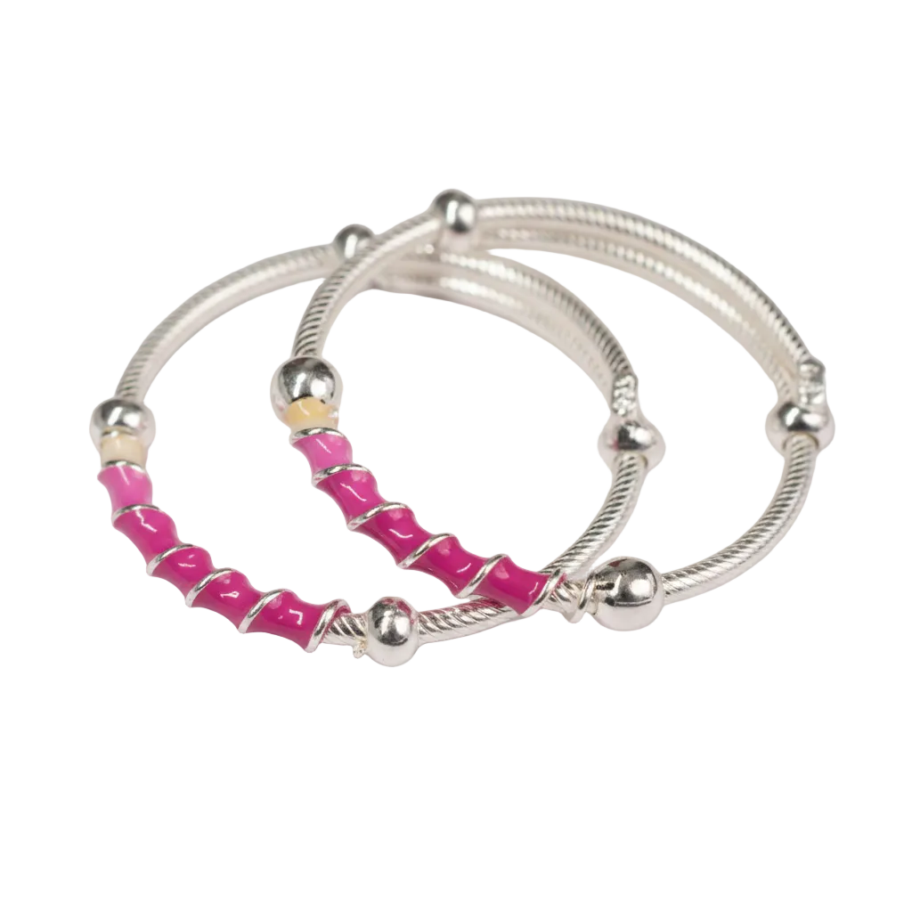 baby pink bead twisted kada set - photo 3