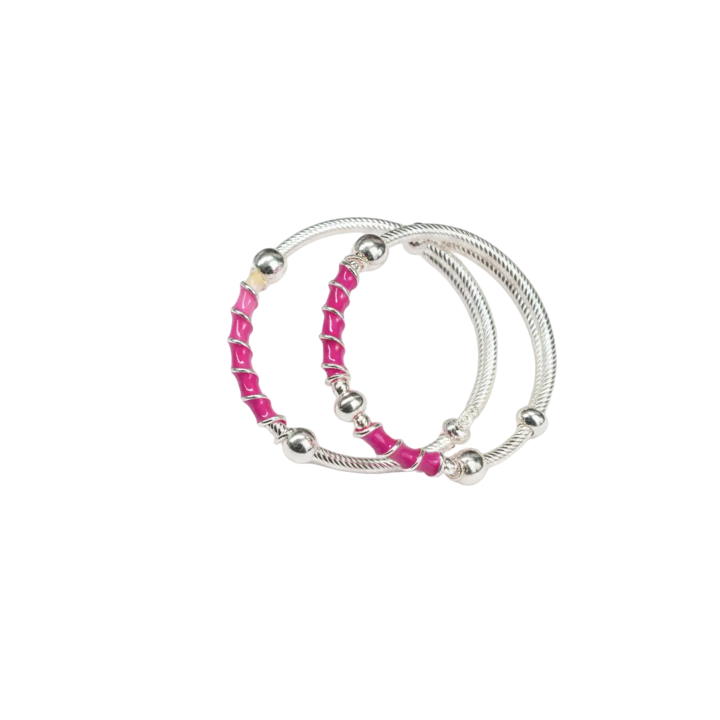 baby pink bead twisted kada set - photo 5
