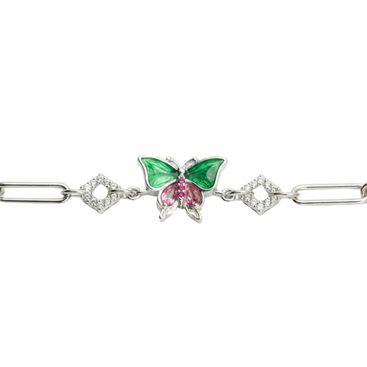 Emerald Butterfly Charm Bracelet - Photo 3
