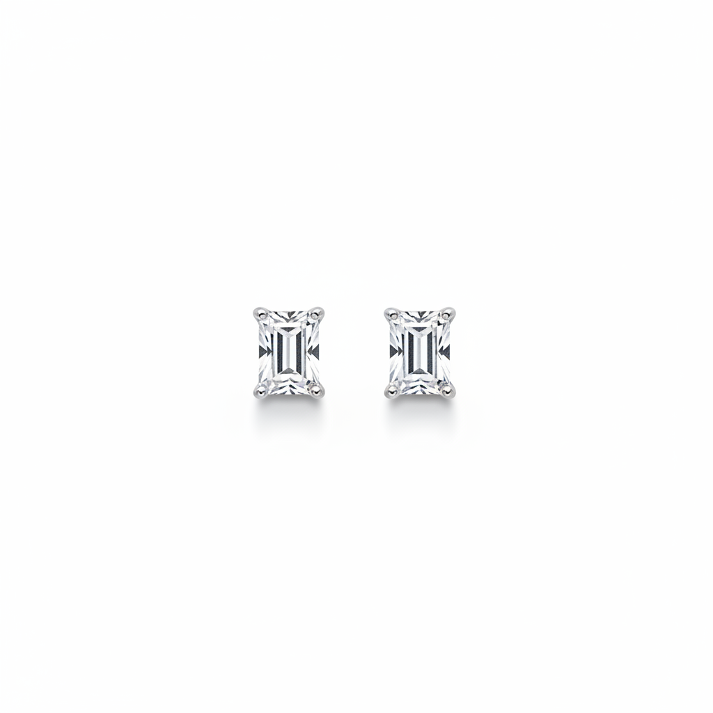 Emerald CZ Stud Earrings - Photo 1
