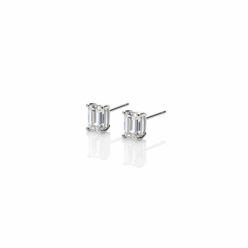 Emerald CZ Stud Earrings - Photo 2