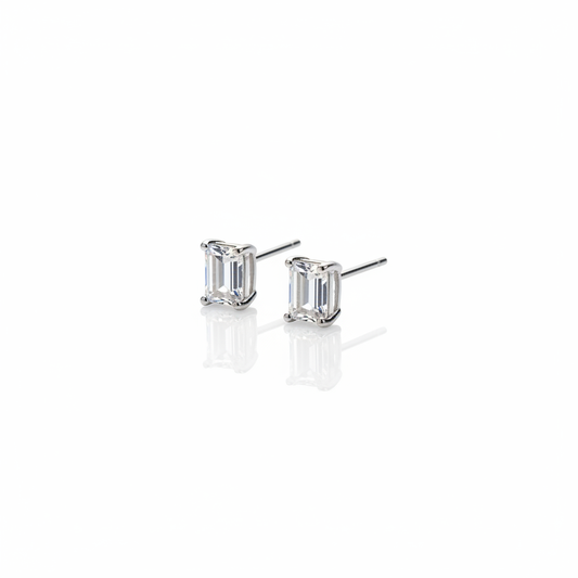 Emerald CZ Stud Earrings - Photo 2