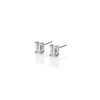Emerald Cut CZ Solitaire Stud Earrings in 925 Silver | 4-Prong Setting