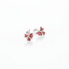 Maroon Enamel Ginkgo Leaf Ear Jacket Earrings in 925 Silver