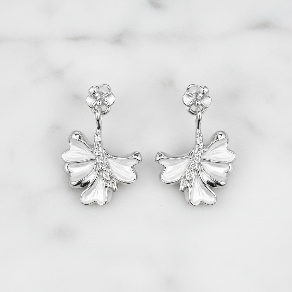 ginkgo earrings - flat lay