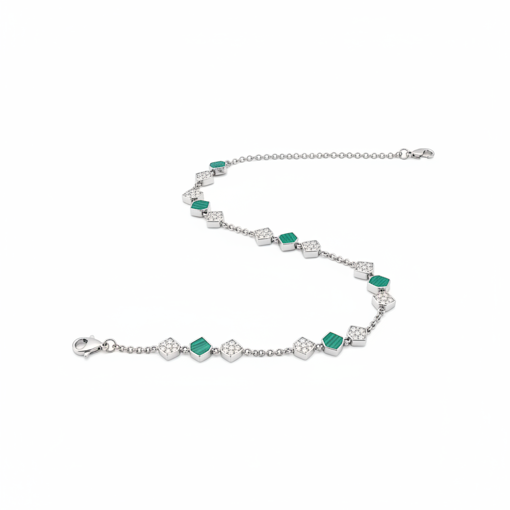 malachite anklet - 45 angle