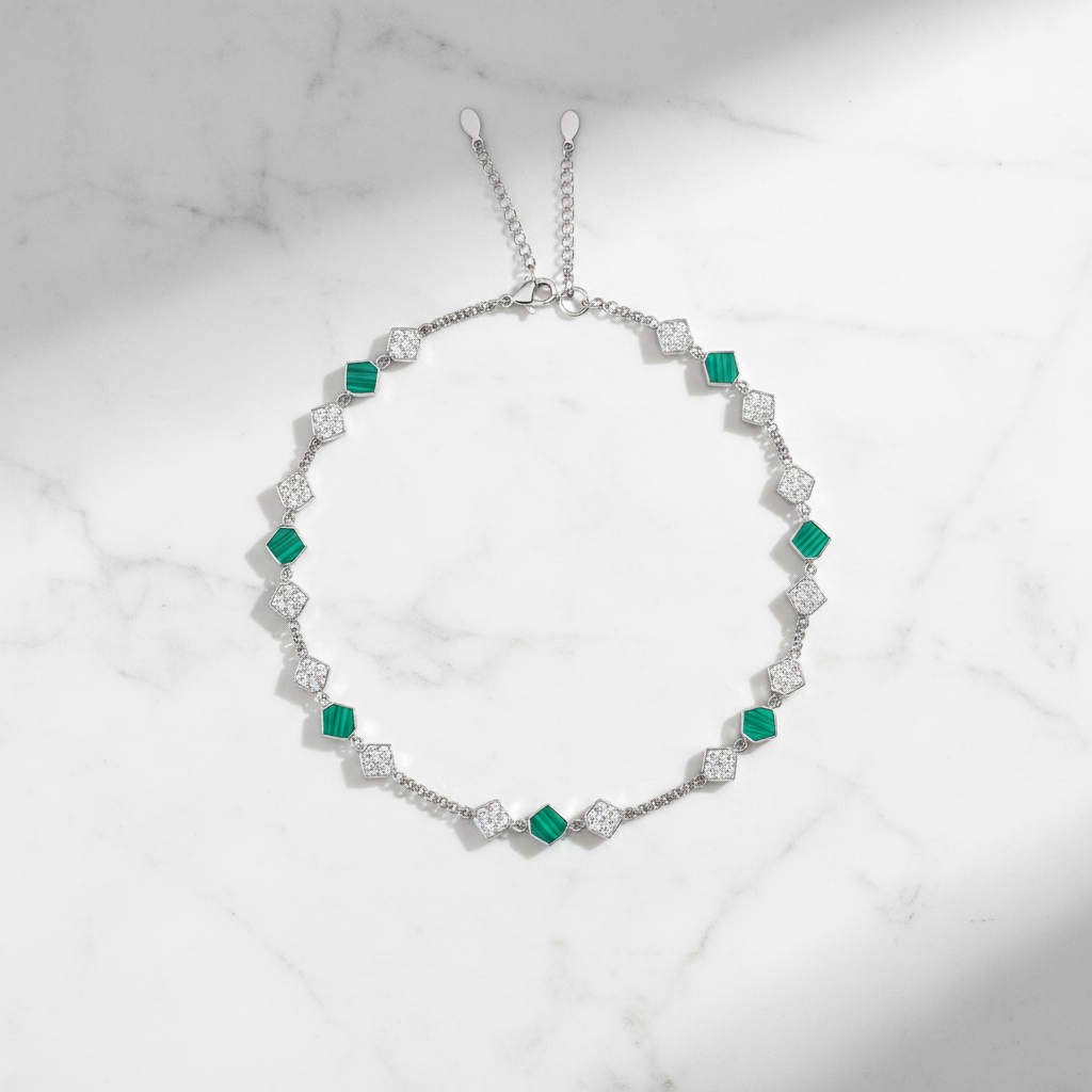 Malachite Anklet - Flat Lay