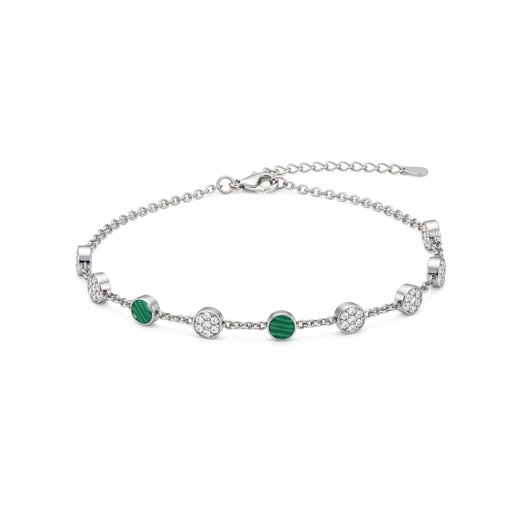 malachite round anklet - 45 angle