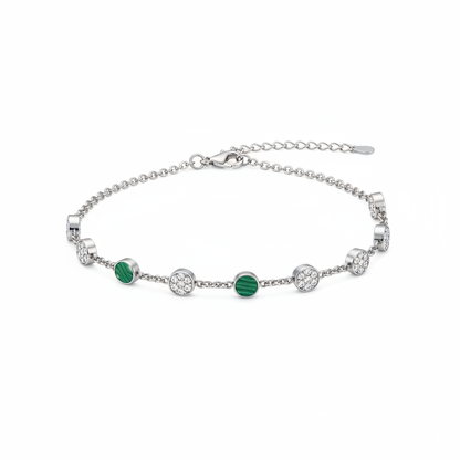 Malachite Round Anklet - 45 Angle