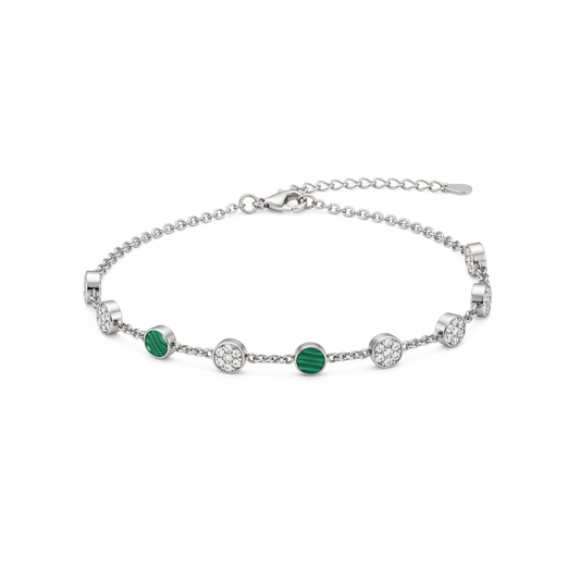 Malachite Round Anklet - 45 Angle