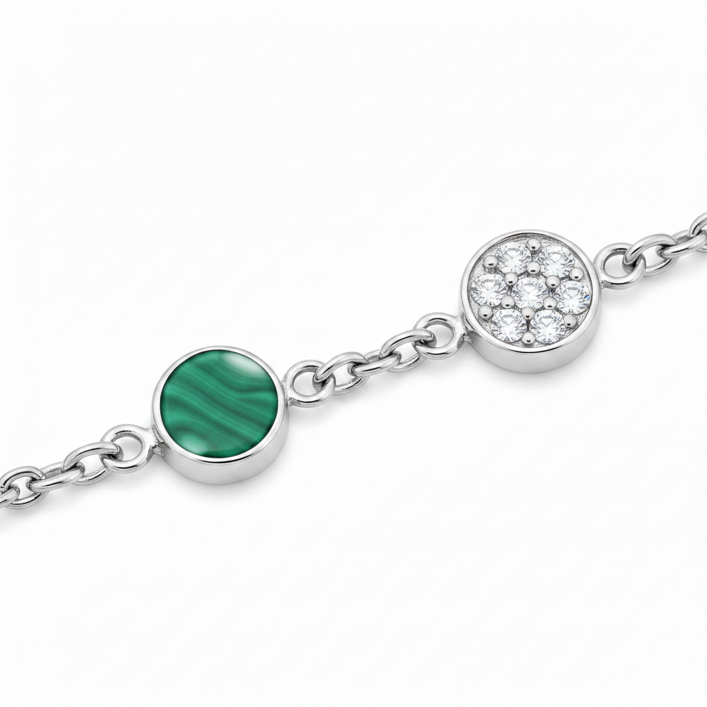 malachite round anklet - close up