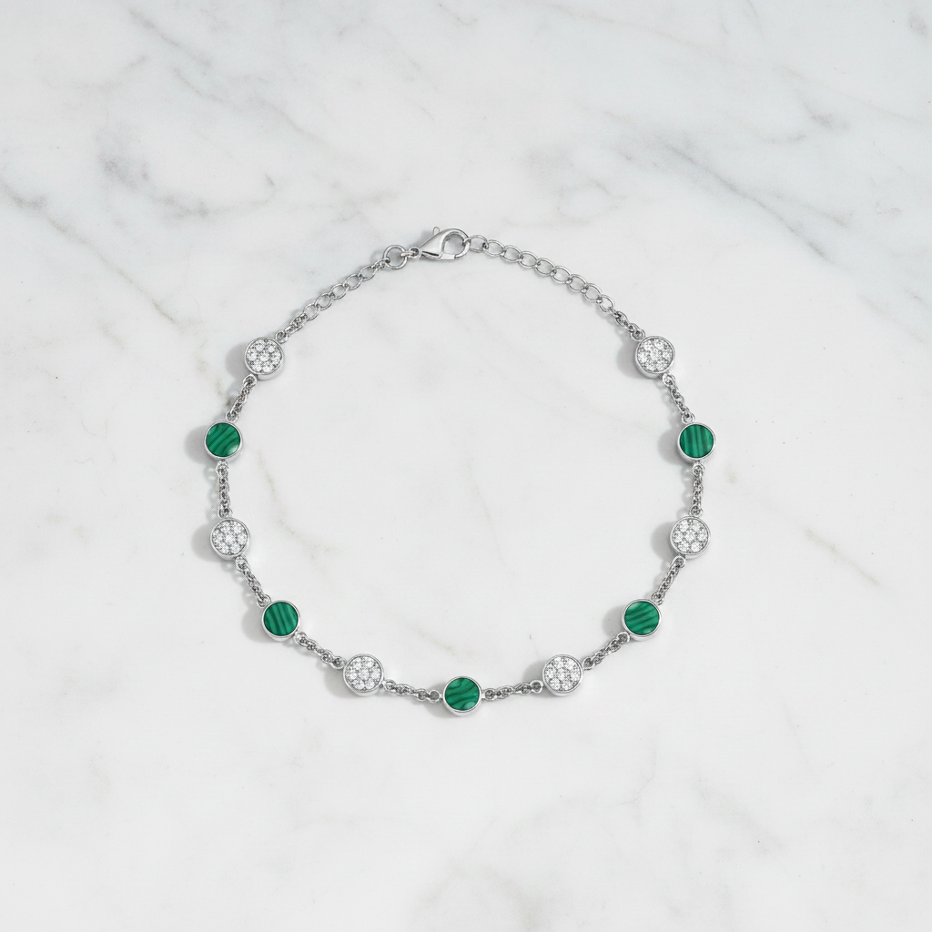 malachite round anklet - flat lay